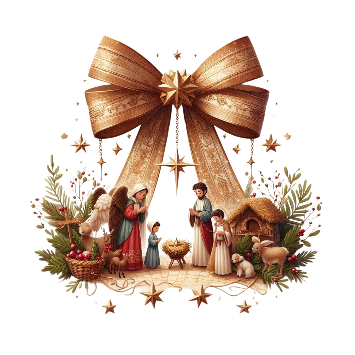 Christmas Nativity Coquette Bow