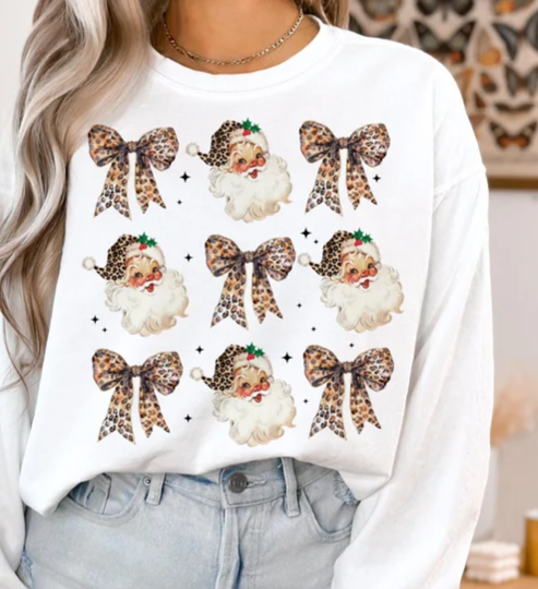 Coquette leopard bow Santa