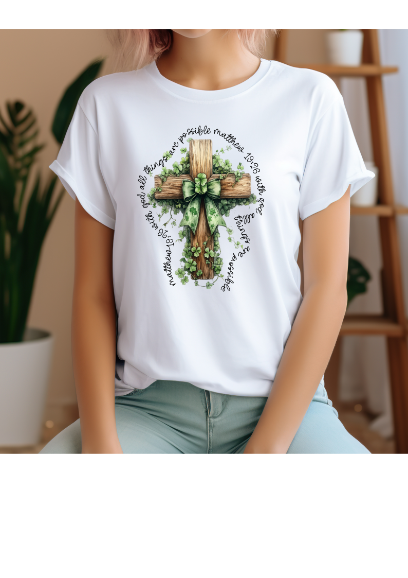 Cross with greenery and bow