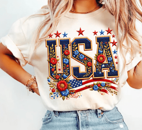 USA embroidery style shirt