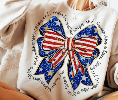Red White Blue glitter bow Shirt