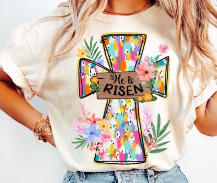 Boho cross He is Risen