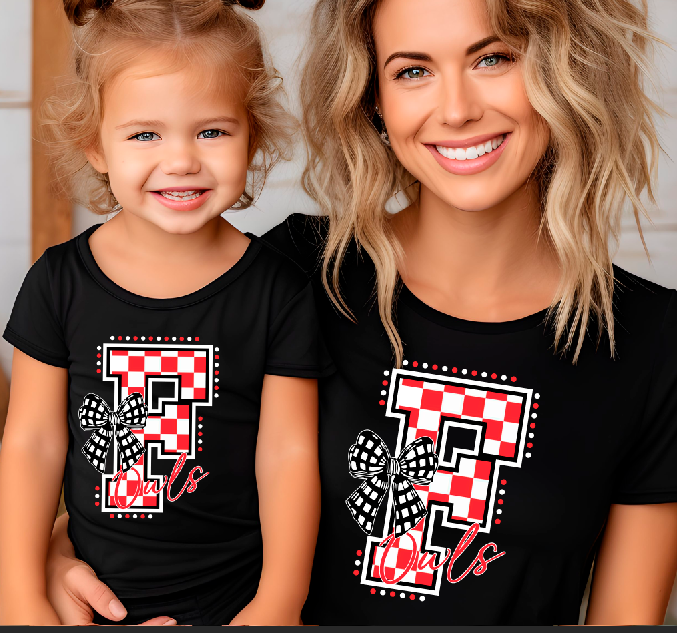 Checkered bow letter Shirt