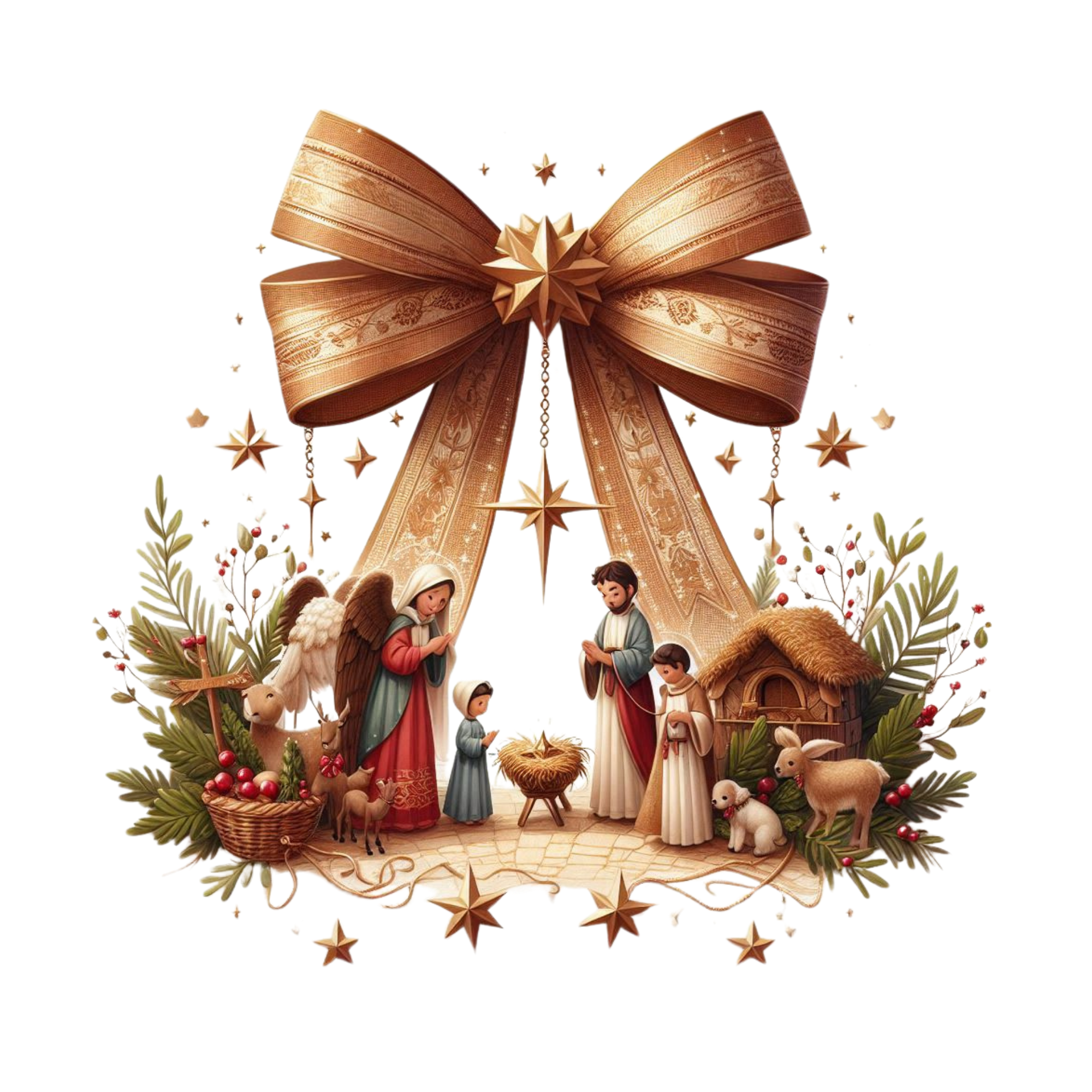Christmas Nativity Coquette Bow