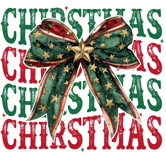 Christmas bow and stars