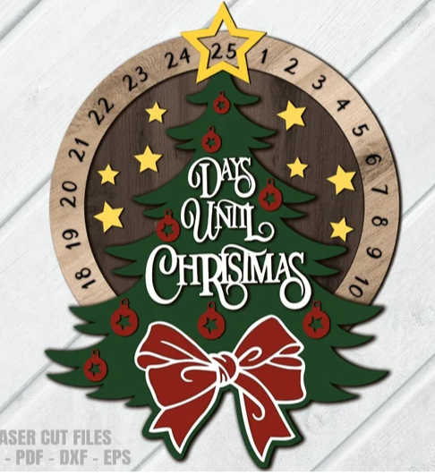 Tree Countdown Poster Countdown Calendar with tree and bow ā 3 Wooden Crosses Craft & Wood ...