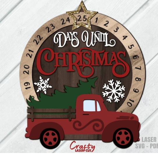 Christmas countdown calendar with truck