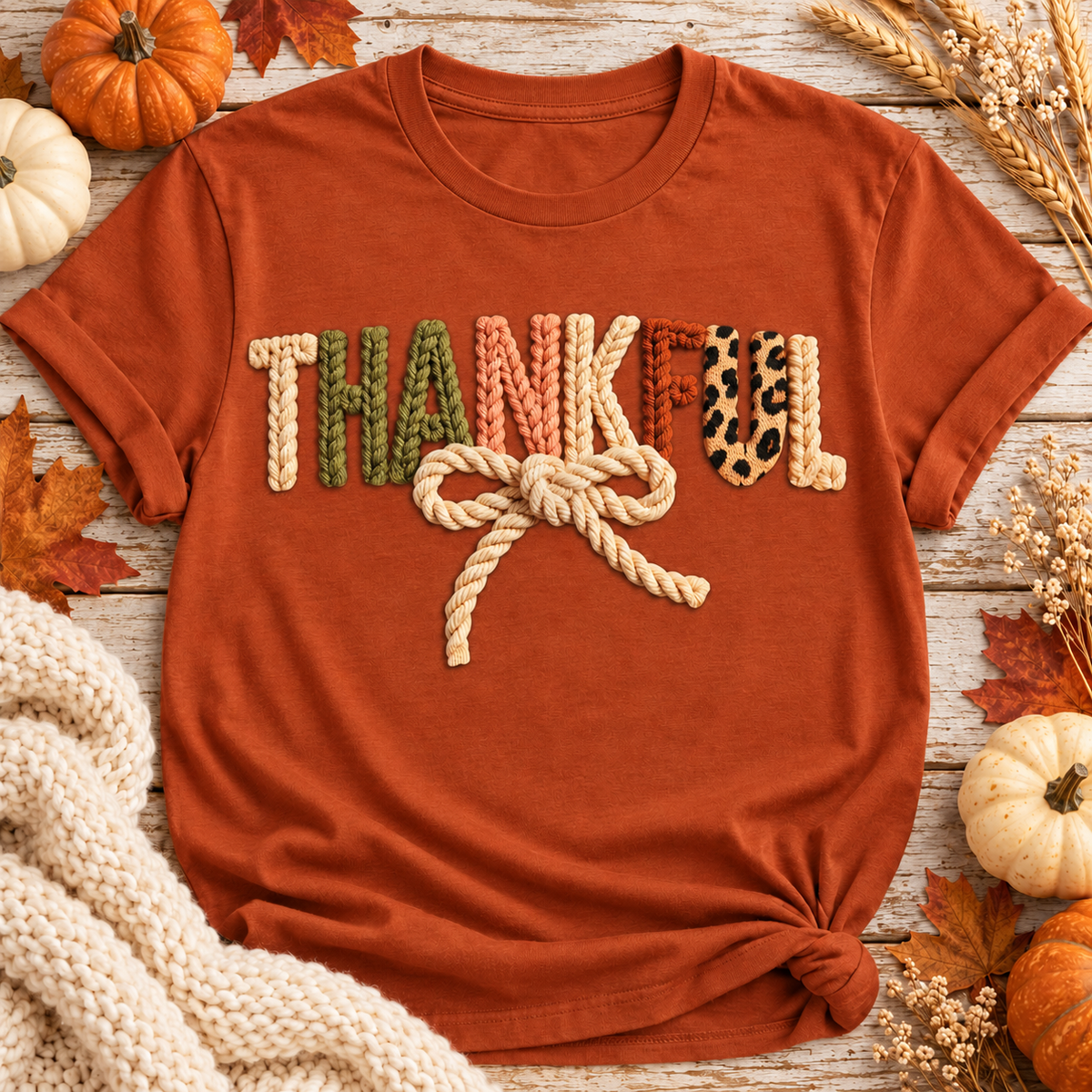 Thankful faux knit Shirts