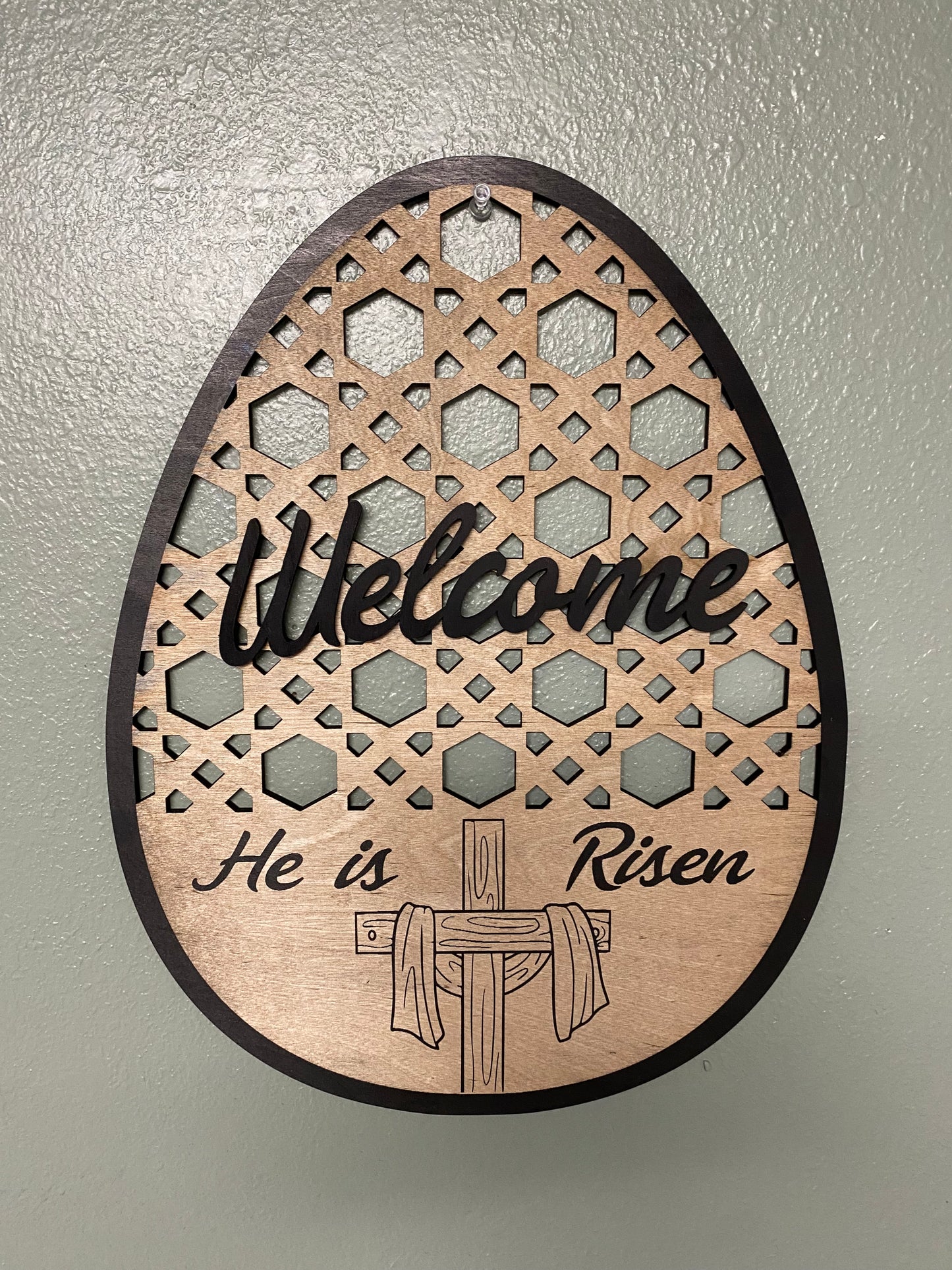 Easter egg He is Risen sign