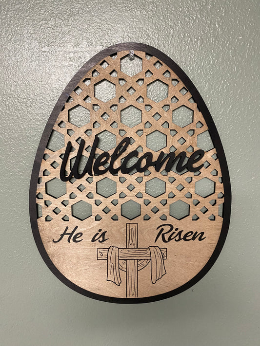 Easter egg He is Risen sign