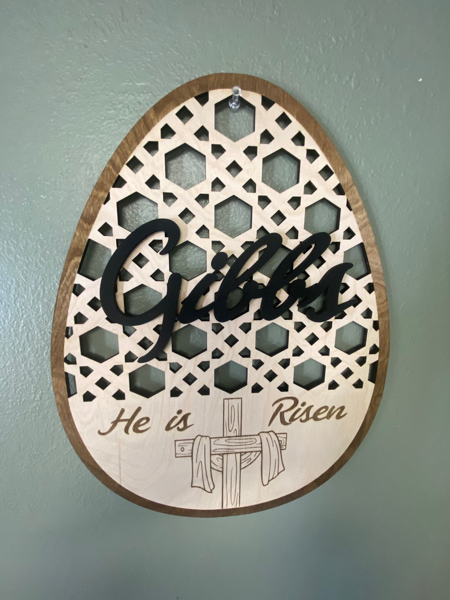 Easter egg He is Risen sign