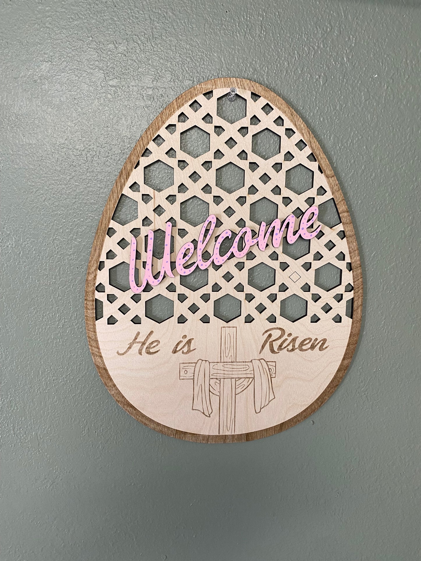 Easter egg He is Risen sign