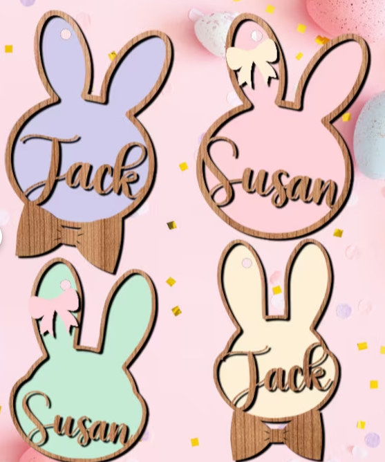 Easter name tags layered