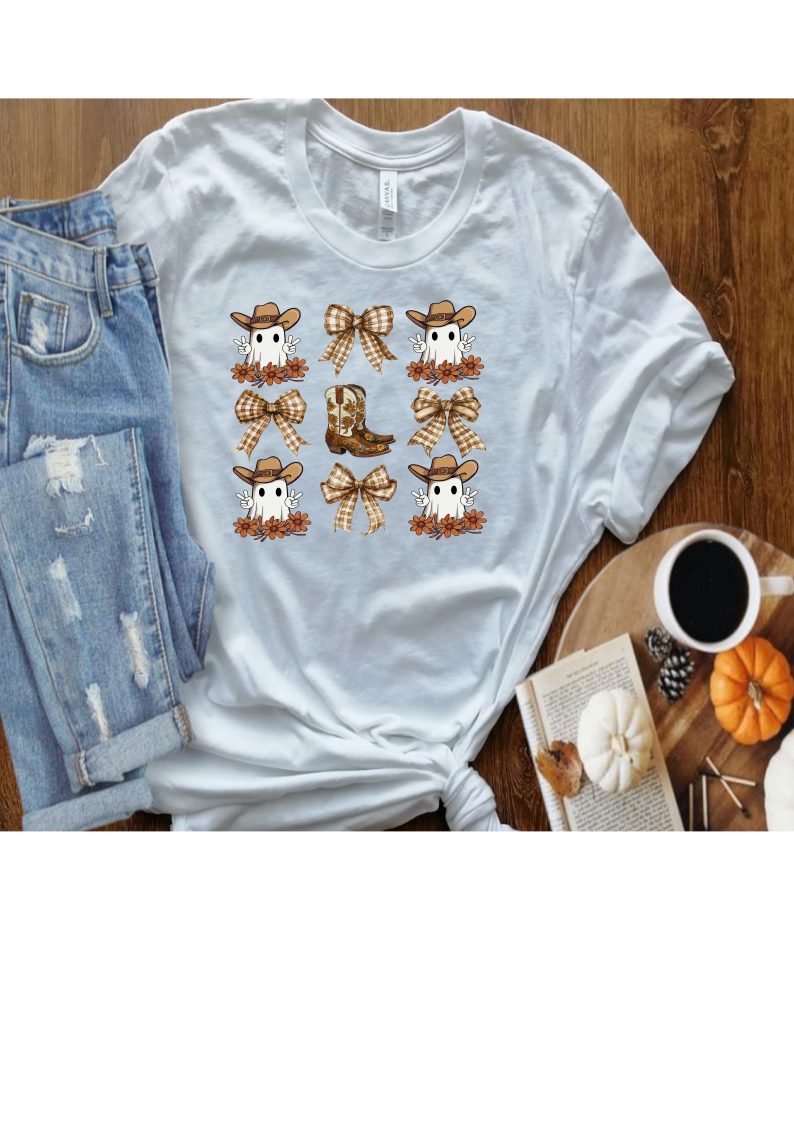Fall ghosts boots bows shirt
