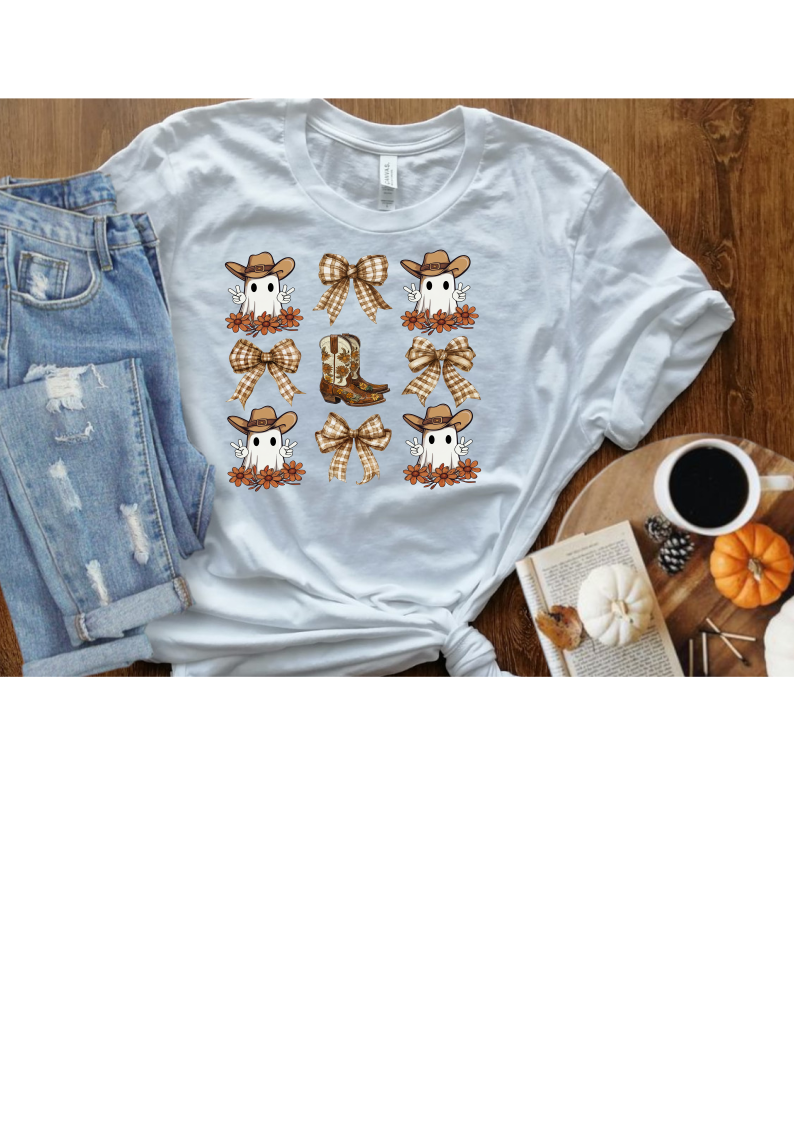 Fall ghosts boots bows shirt