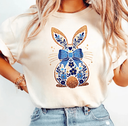 Floral bunny with bow