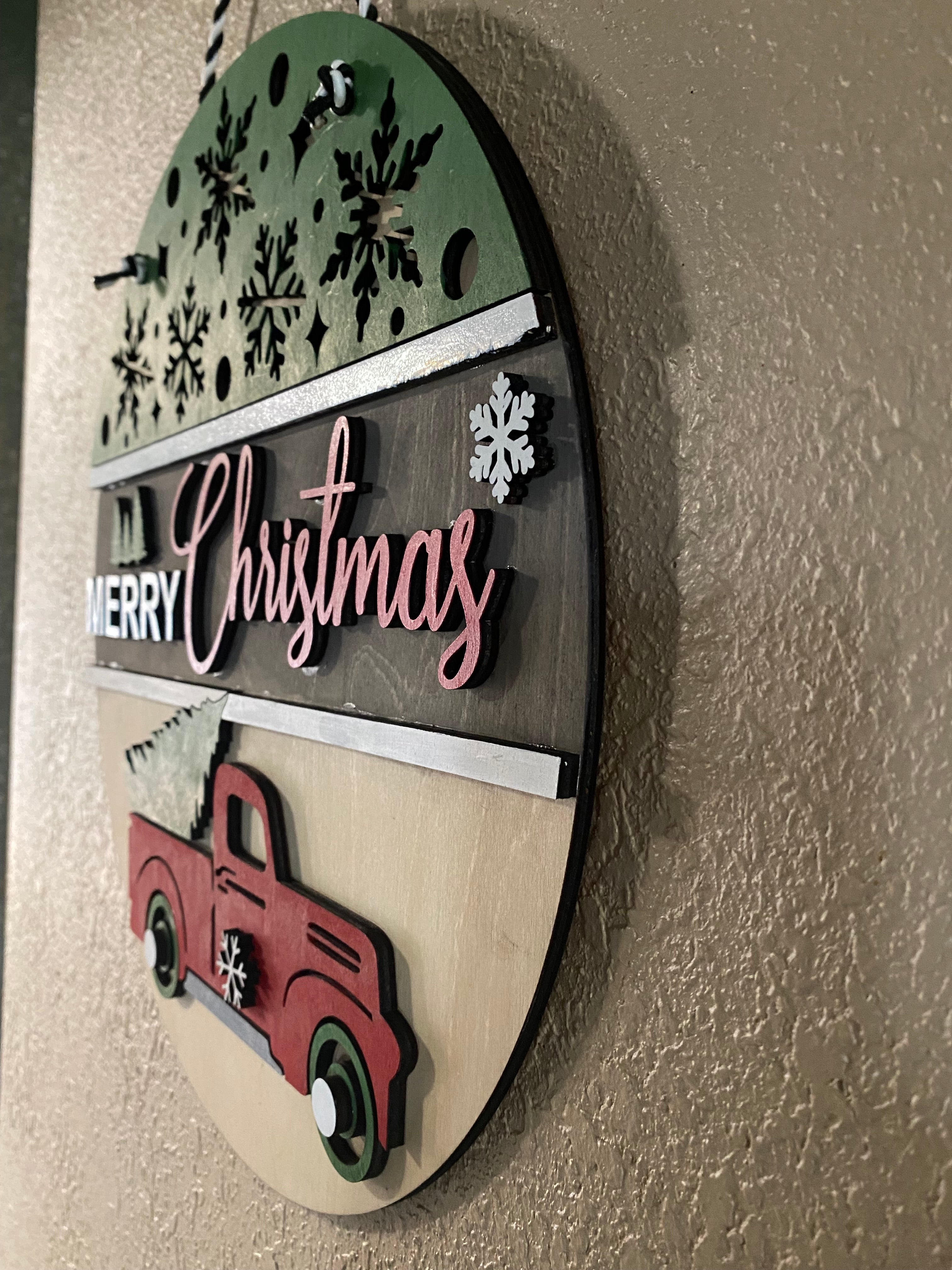 Merry Christmas red truck