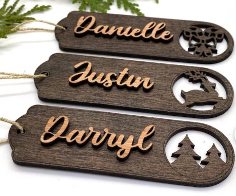 Name tag with cutouts