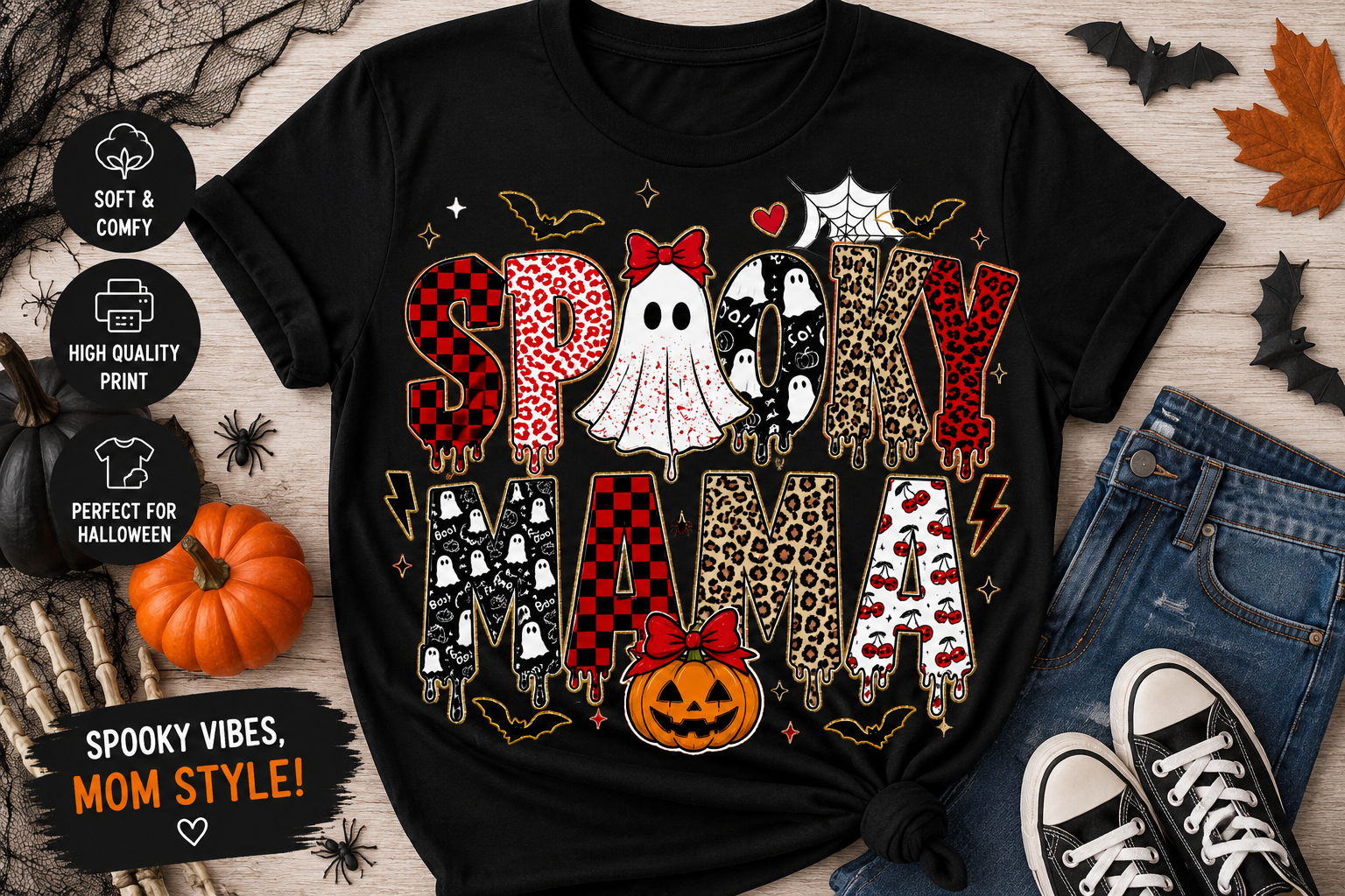 Spooky Mama with ghost Shirt