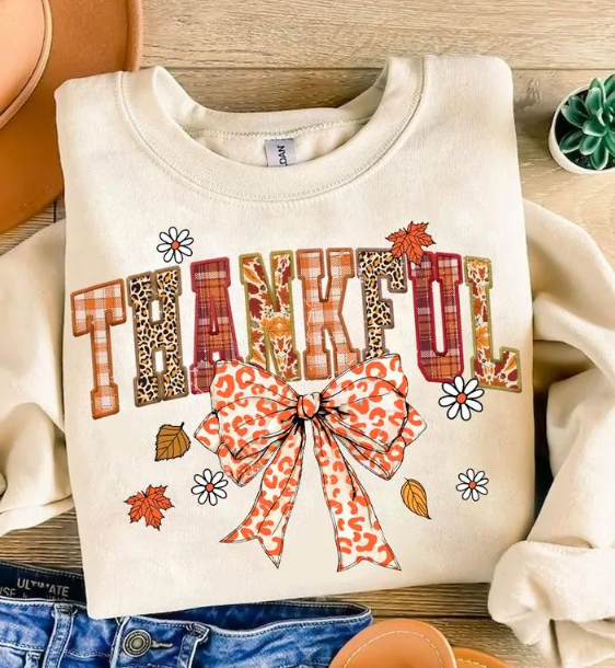 Thankful with leaves and flowers