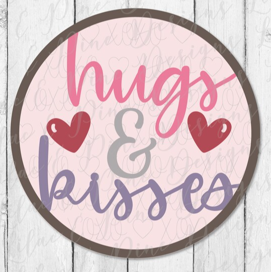 Hugs & Kisses round sign – 3 Wooden Crosses Craft & Wood Creations