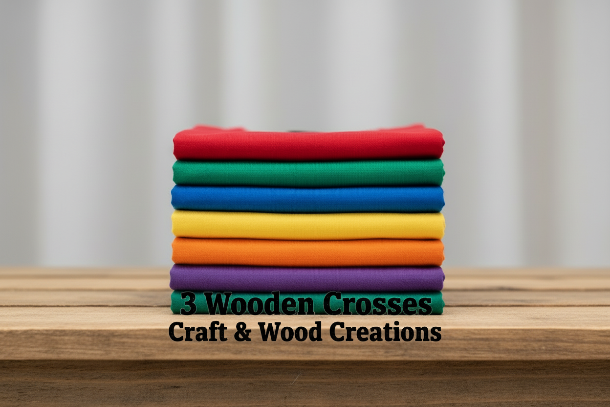 add: 3 Wooden Crosses Craft & Wood Creations    to the table the shirts are on